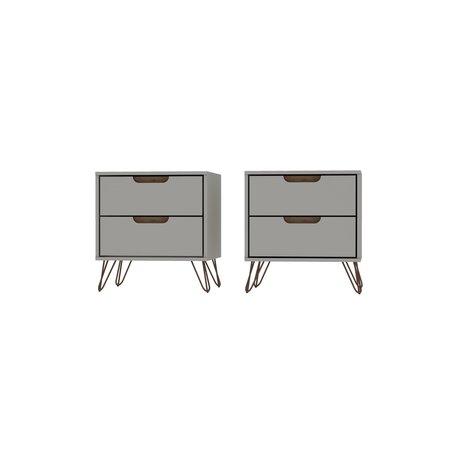 MANHATTAN COMFORT Rockefeller Nightstand 2.0 in Off White and Nature (Set of 2) 2-102GMC3